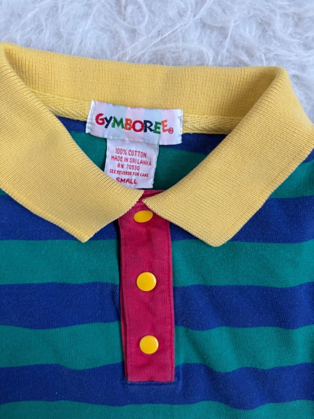 Gymboree Rainbow Tag Vintage Classic Colorblock Striped Long Sleeve Polo - Picture 2 of 2